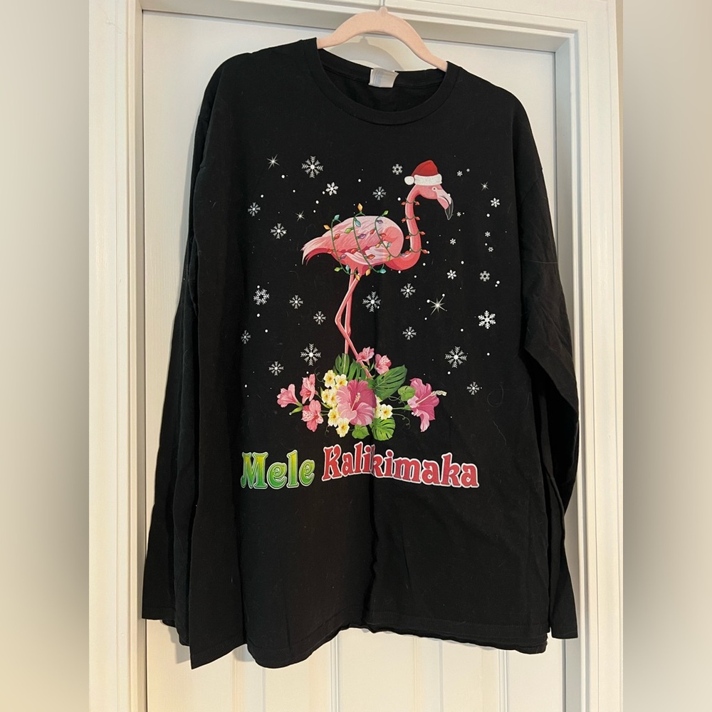 Navy Mele Kalikimaka Flamingo Sweatshirt